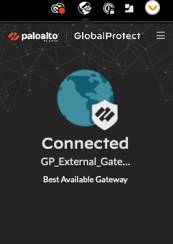 Screenshot of MacOS GlobalProtect App connected